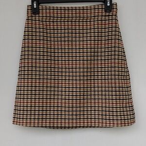 ☕J Crew Wool Skirt 0 Taylor Swift Folklore Fall Winter Plaid Mini Librarian